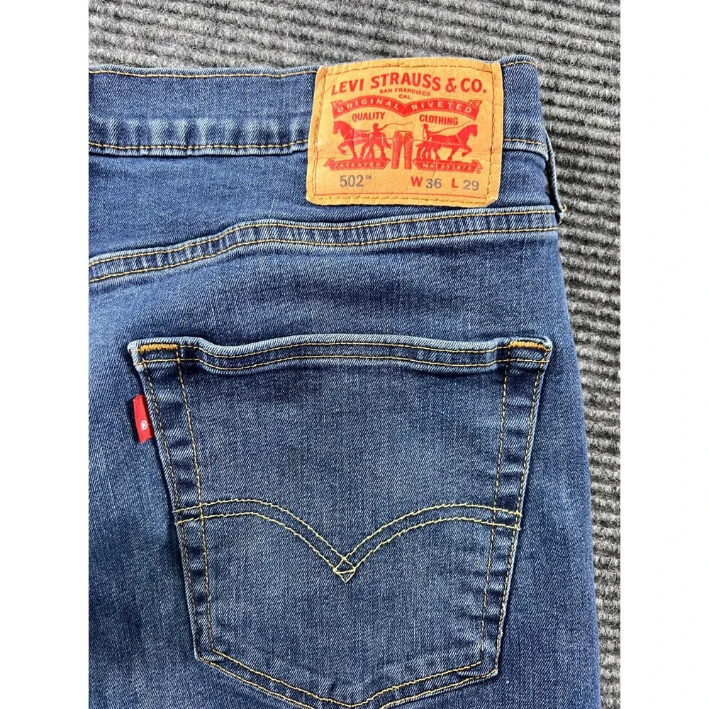 Levis 502 Regular Taper Jeans Mens 36x29 Blue Medium Wash Denim Pants